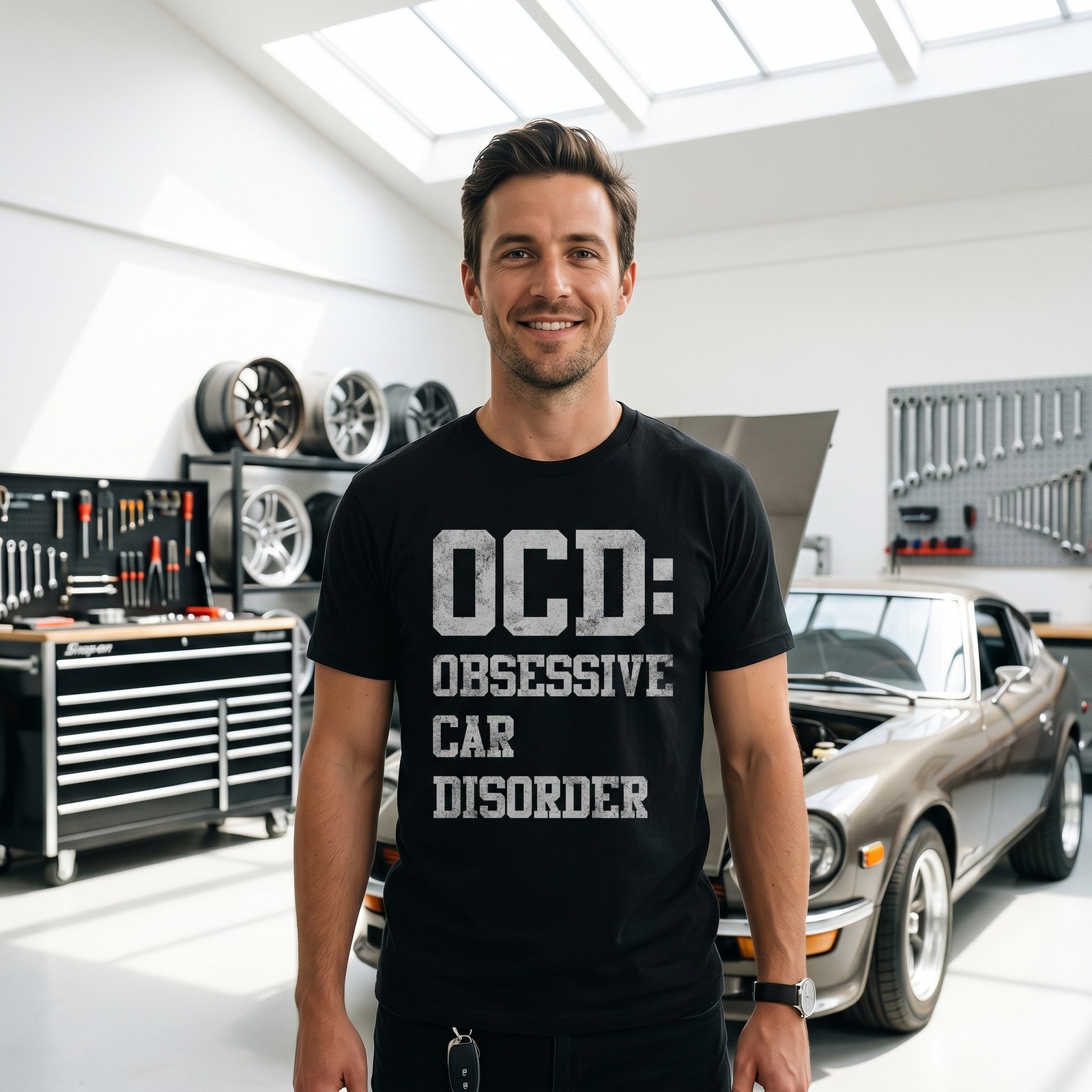 Mens OCD Obsessive Car Disorder T Shirt Funny Mechanic Garage Graphic Gift for