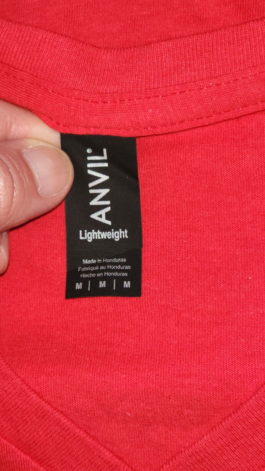 Anvil Lightweight Adult Red 100% Cotton V-Neck T-Shirt Size M