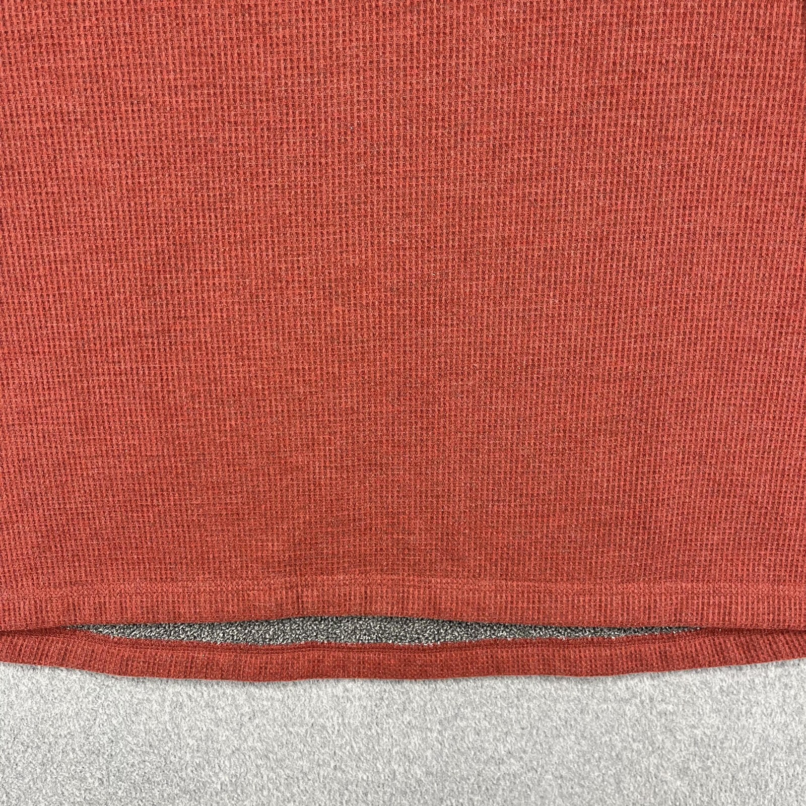 L.L.Bean Henley Pullover Mens 3XL Red Sherpa Fleece Lined Waffle Knit Thermal