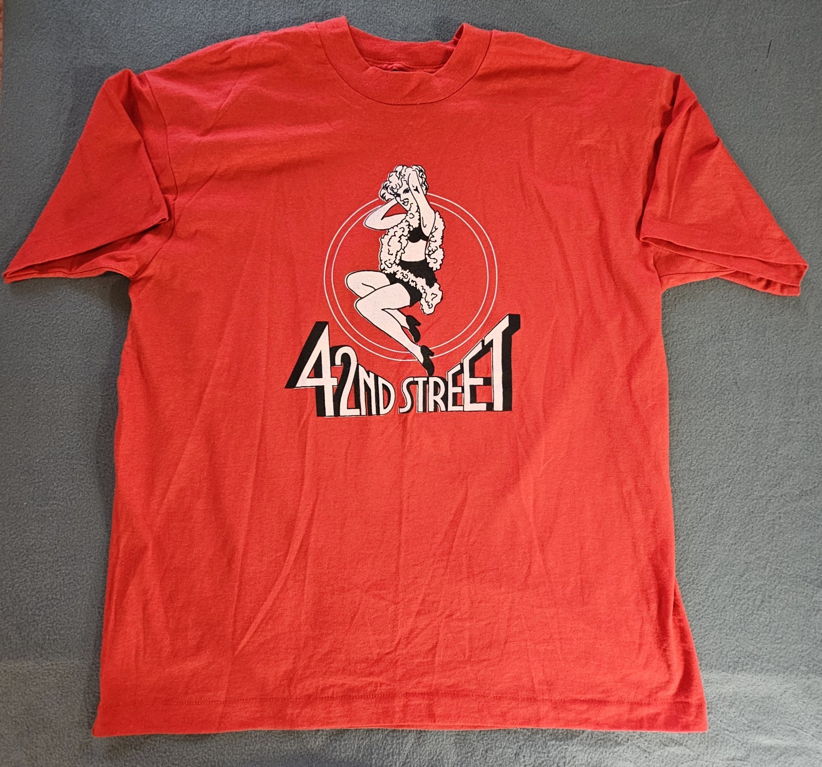 Vintage 90s 42nd Street Broadway Musical T Shirt XL Red Single Stitch BEST Fruit