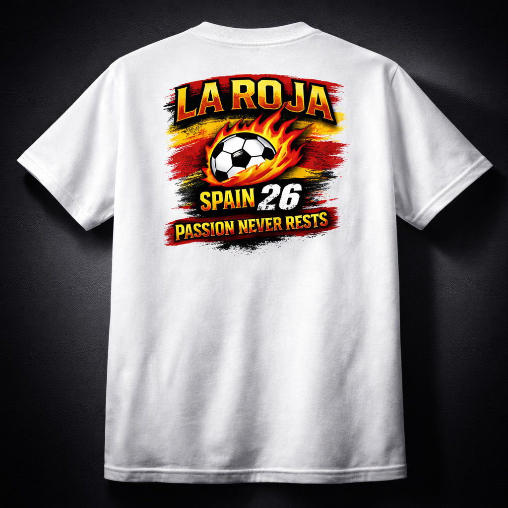 FIFA World Cup 2026 Spain La Roja Soccer Fan Graphic Printed Unisex T-Shirt