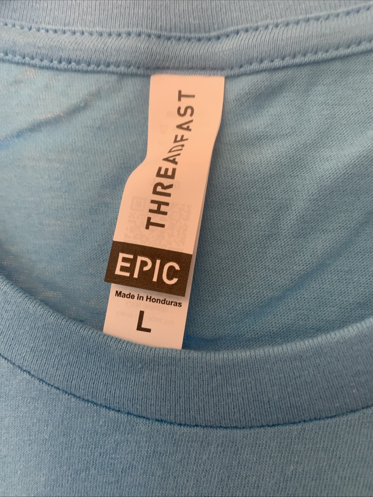 Mens Epic Threadfast Light Blue Large Crew Neck Short Sleeve Cotton T-shirt – L