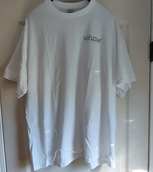 Valspar Lowes MVP White XXL T shirt Gildan Dry 50/50 cotton, poly & Black Hat