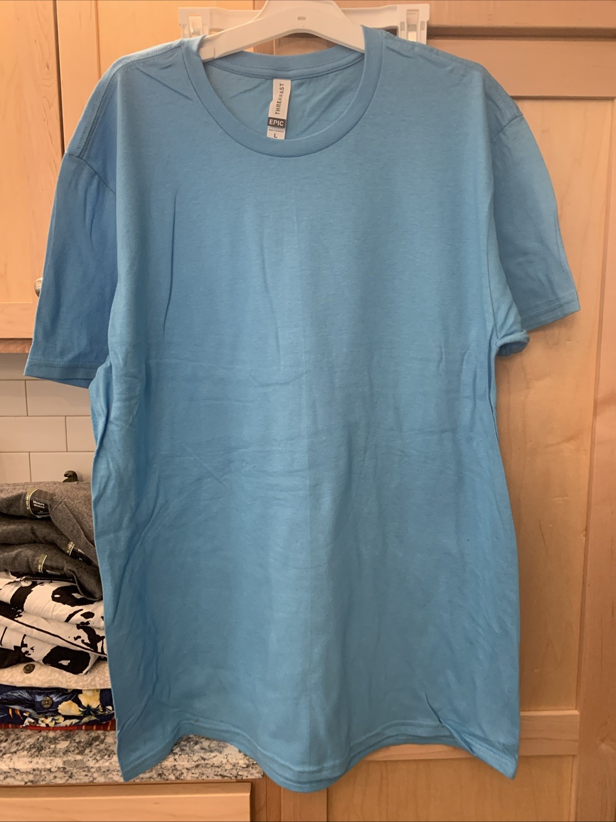 Mens Epic Threadfast Light Blue Large Crew Neck Short Sleeve Cotton T-shirt – L
