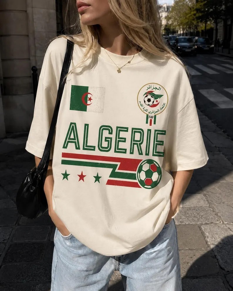 Algeria Football Shirt, Algeria Soccer Fan Tee, Vintage Algerie Graphic T-Shirt