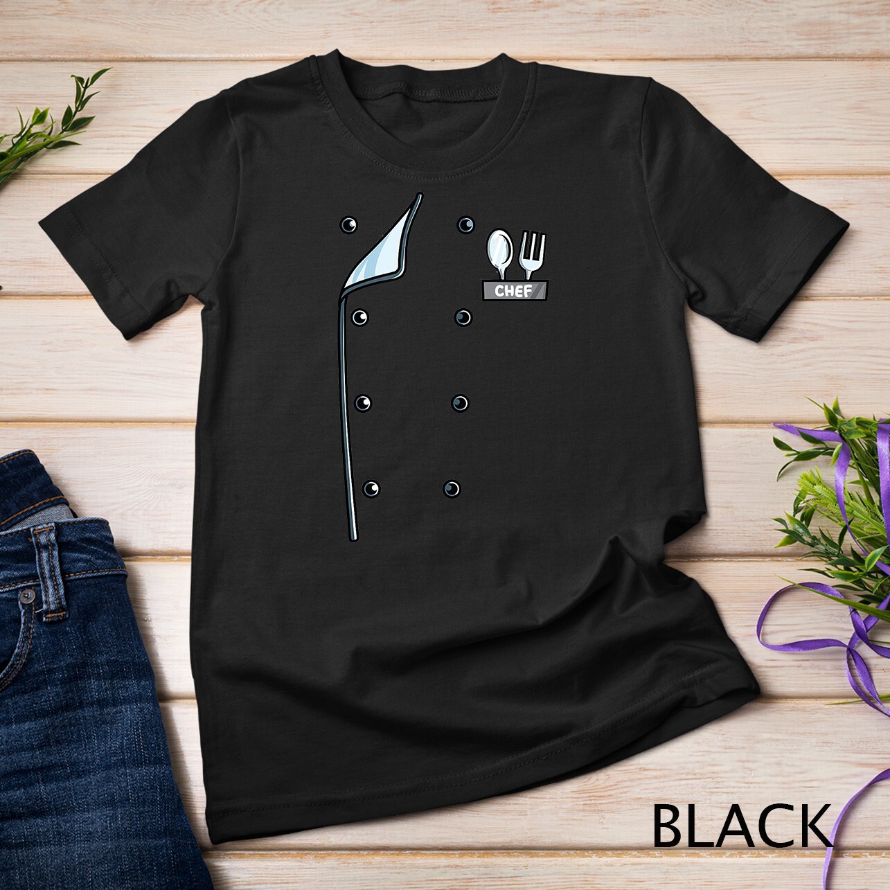Chef Uniform Jacket Faux Funny Cook for Cooking T-Shirt Unisex T-shirt
