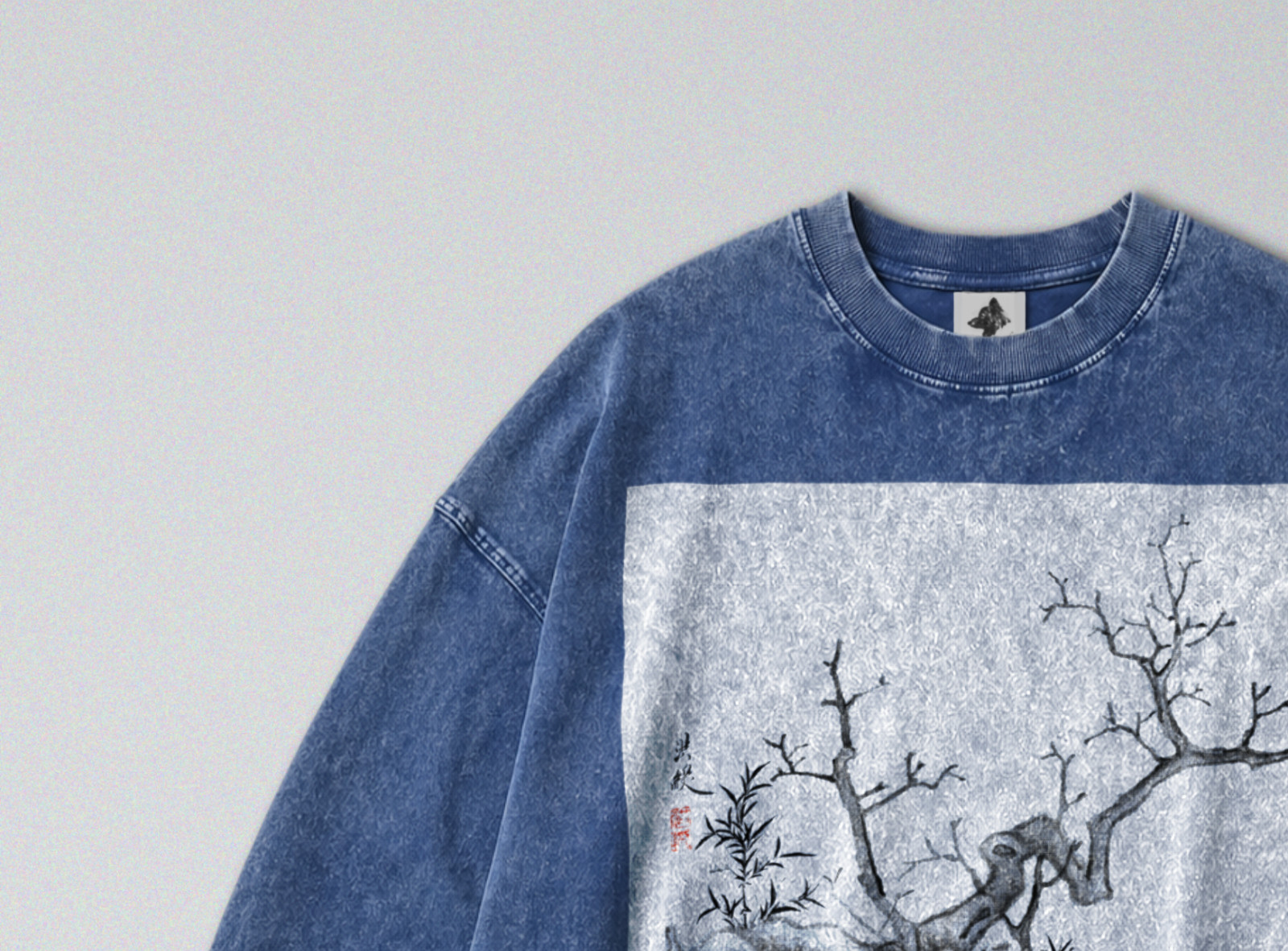 100% Cotton Long Sleeve Tee – Retro Oversized Fit – Unisex – Chinese Winter Art