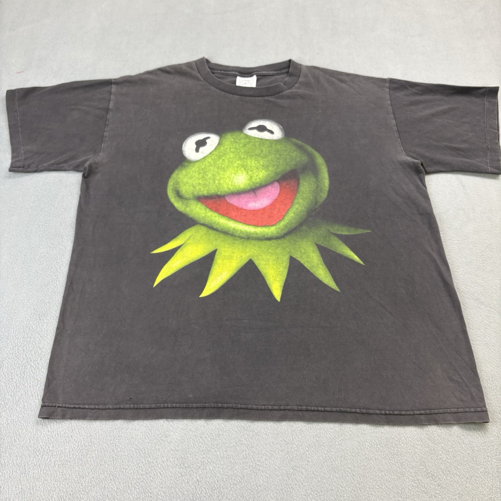 Vintage 90s Kermit The Frog Big Face Shadow T Shirt Size XL Black