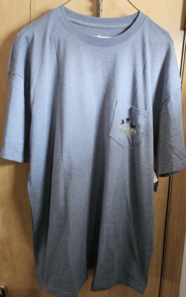 Burlebo Outdoors Men’s Double Barrel Shotgun T-Shirt Size XL NWT Heather Blue