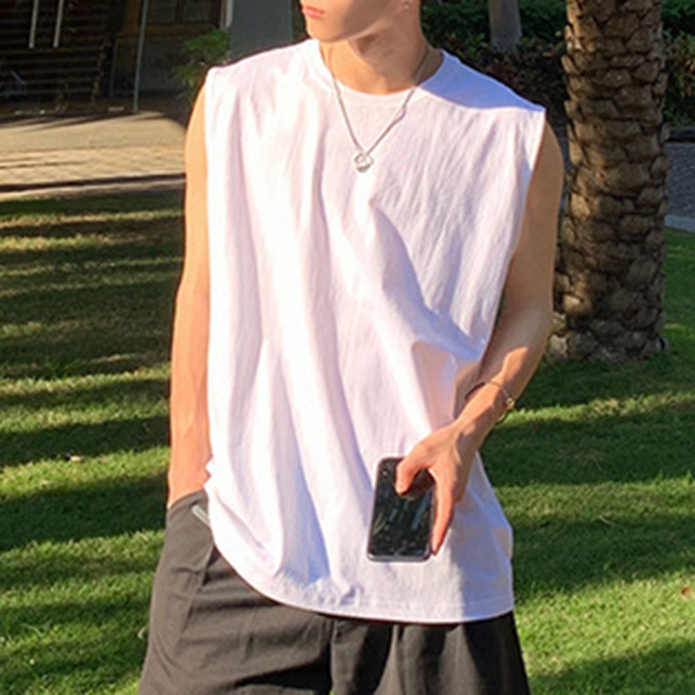 Fashion Vacation Daily Men’s Vest Summer Tank Solid Tops Casual Slight Stretch