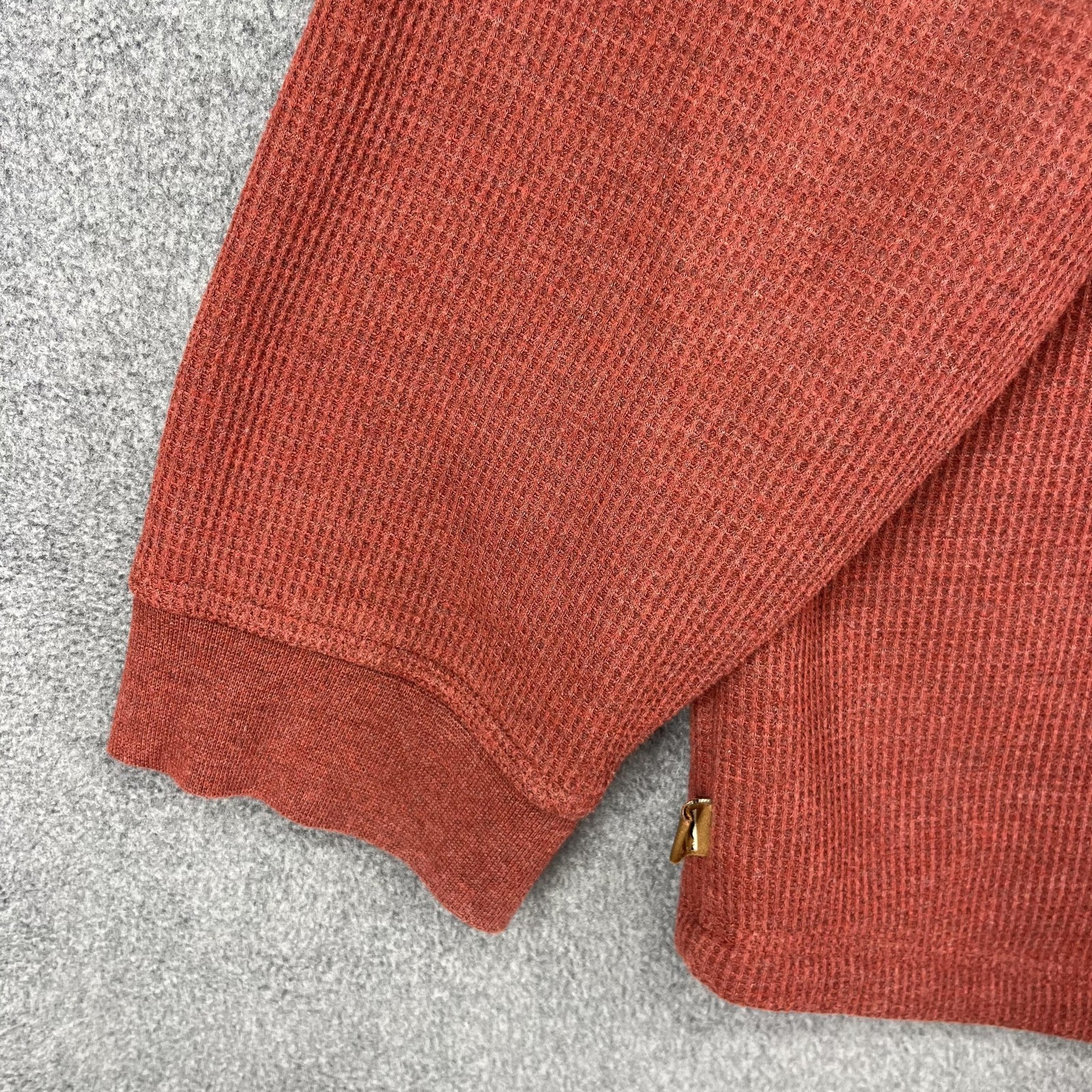 L.L.Bean Henley Pullover Mens 3XL Red Sherpa Fleece Lined Waffle Knit Thermal