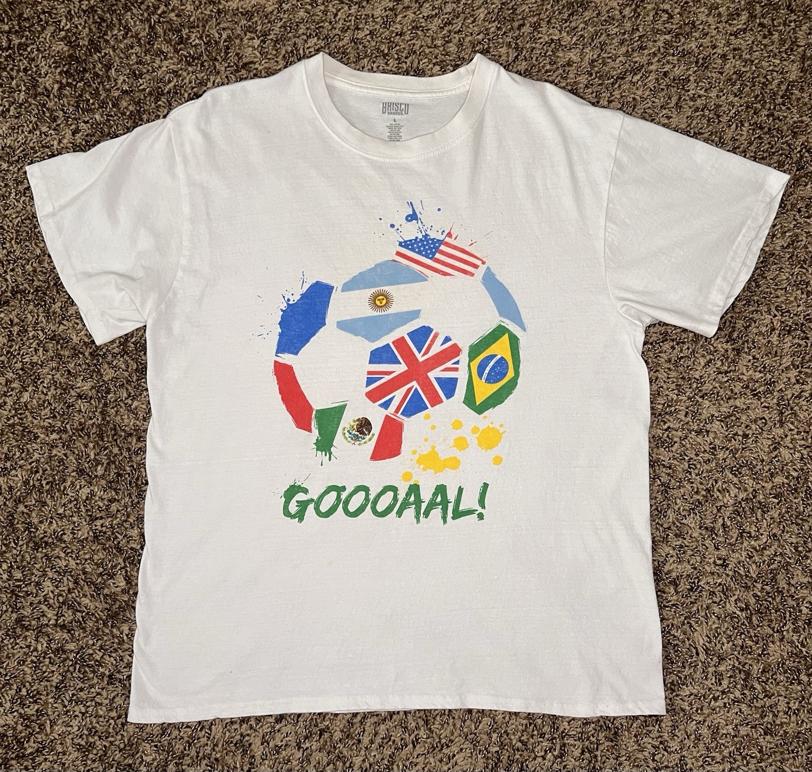 Brisco Brands “GOOOAAL!” Soccer Shirt Futbol LG 21” X 26”