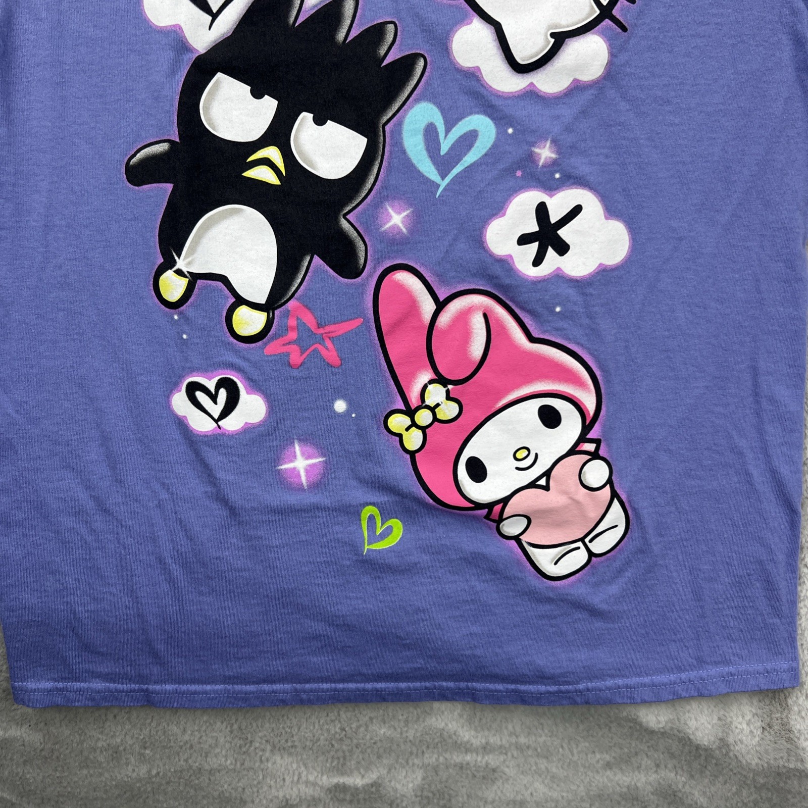 Hello Kitty Shirt Mens Medium Purple Anime Cartoon AOP Double Sided Art Sanrio
