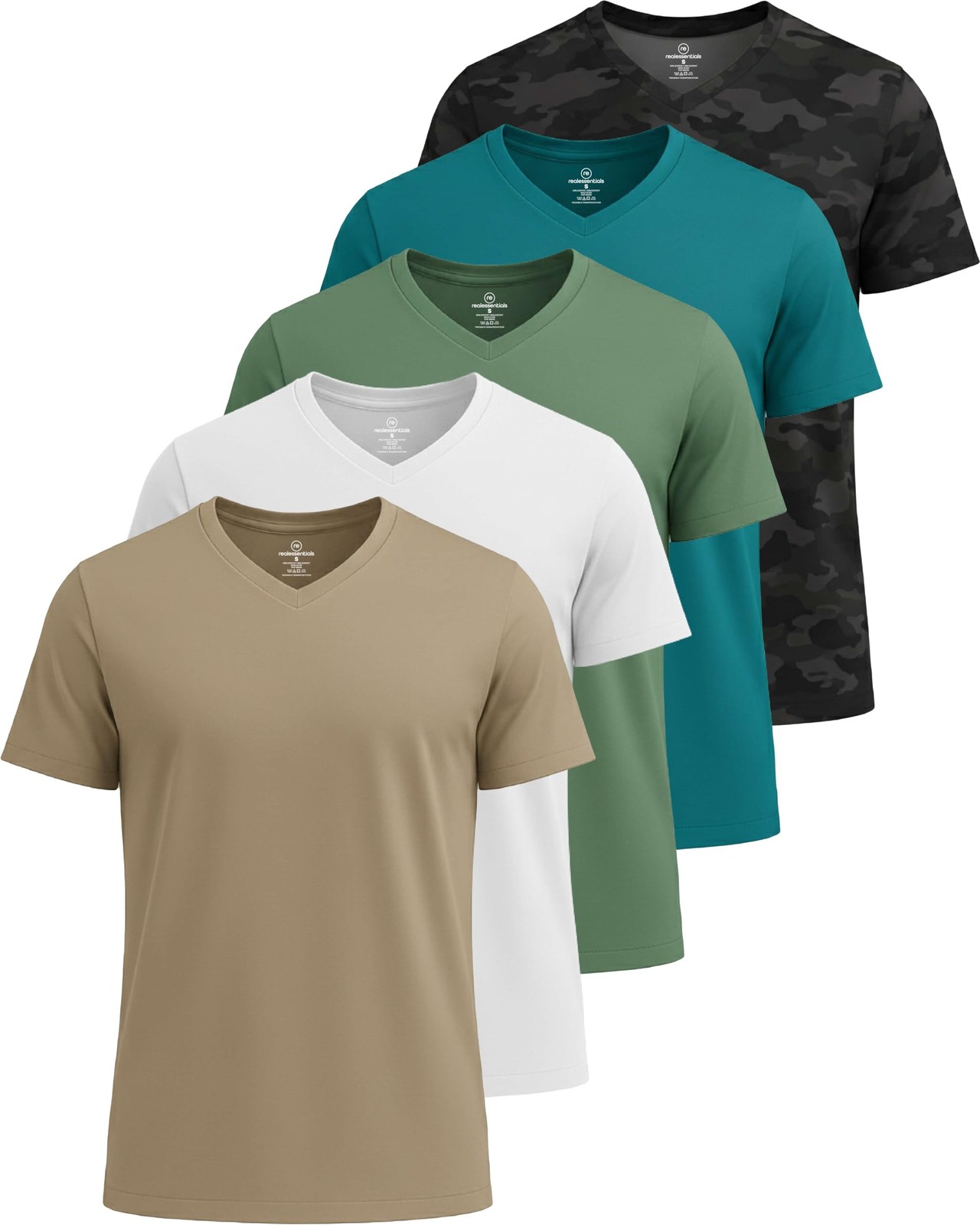 5 Pack: Men’s V-Neck Dry-Fit Moisture Wicking Active Athletic Tech Performanc…