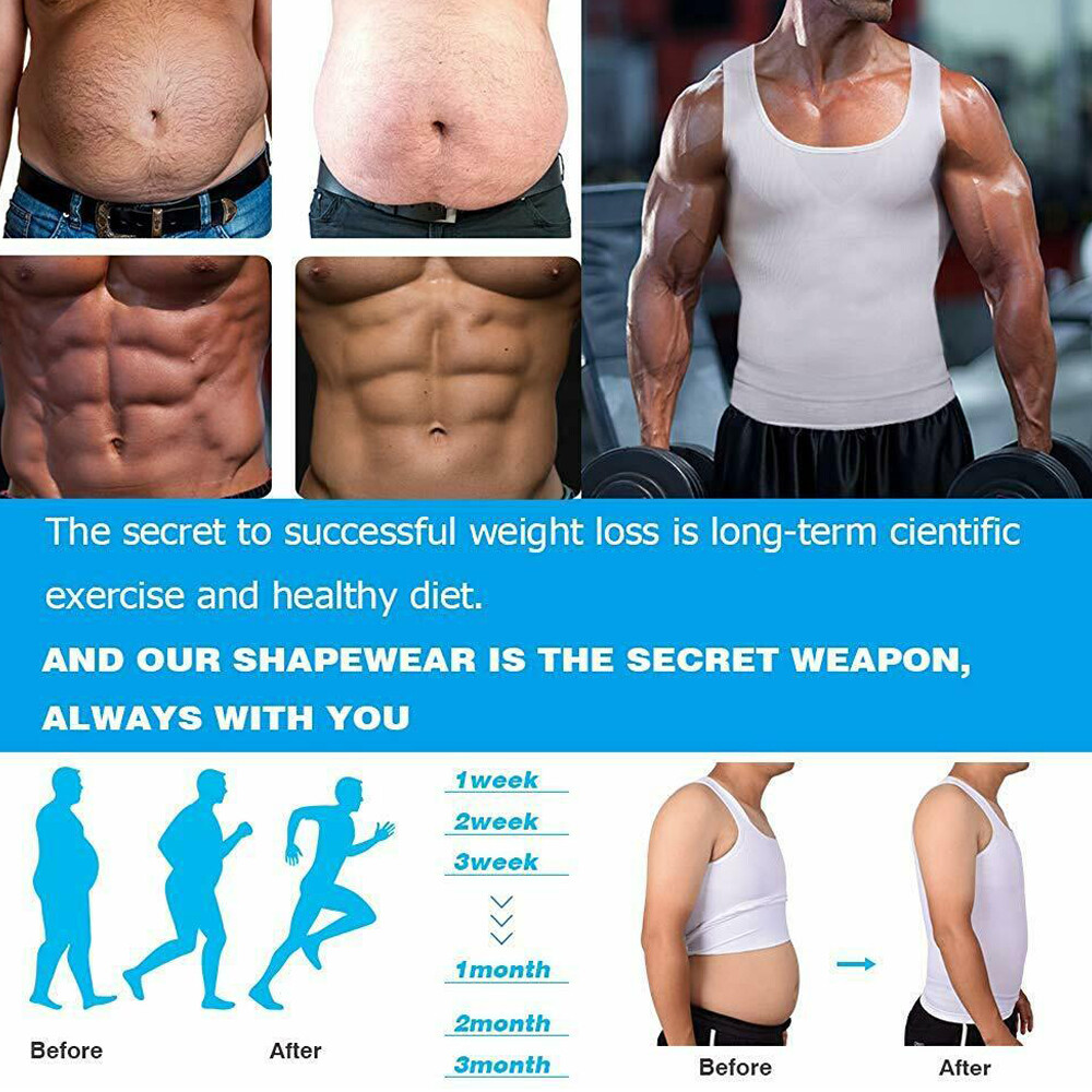 Mens Slim Shaper Body Vest Chest Belly Waist For Man Boobs Compression Tank Tops