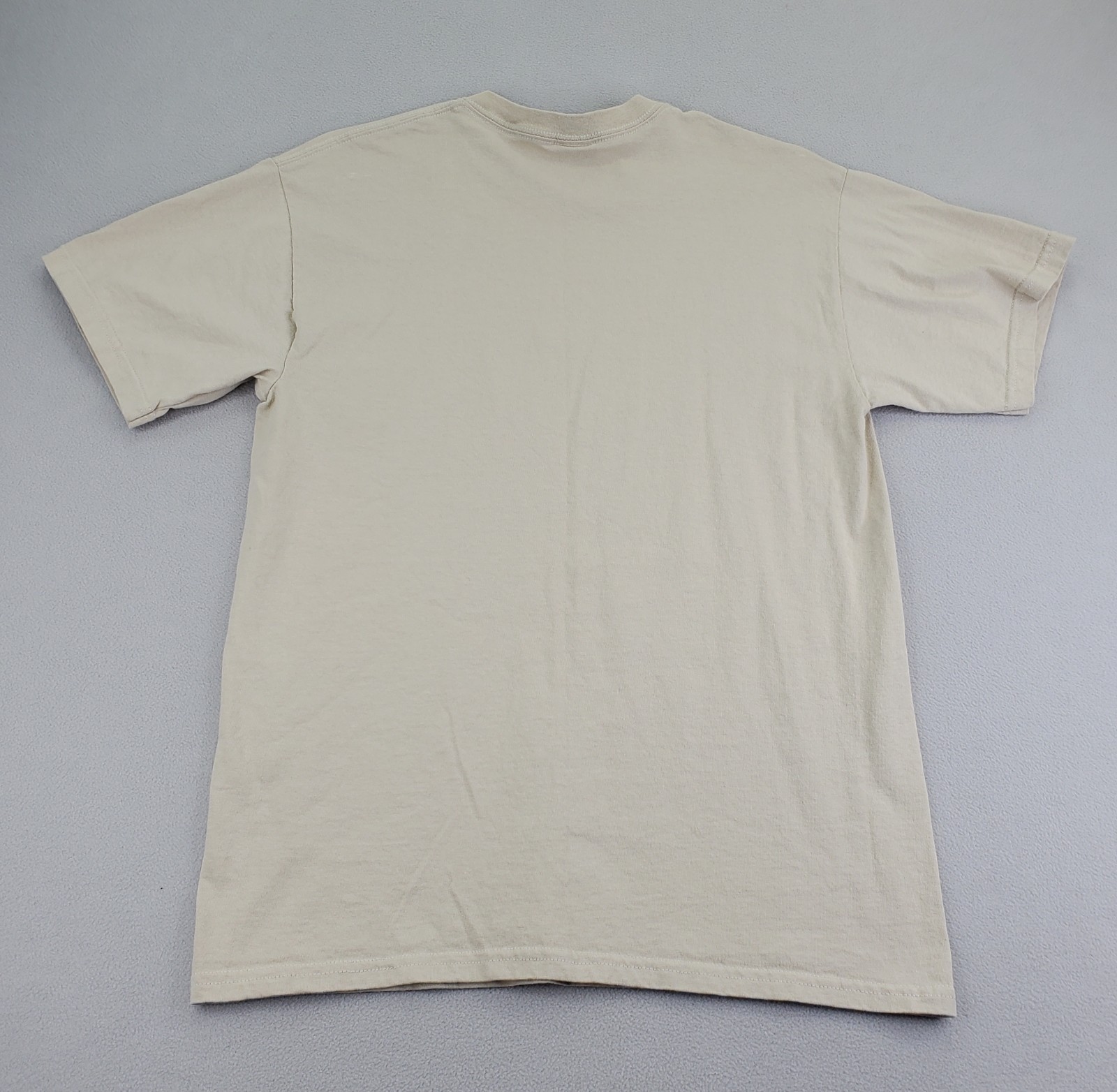 Naturally Optimistic Shirt Mens M Tan Hiking Camping Graphic Gildan Ultra EUC
