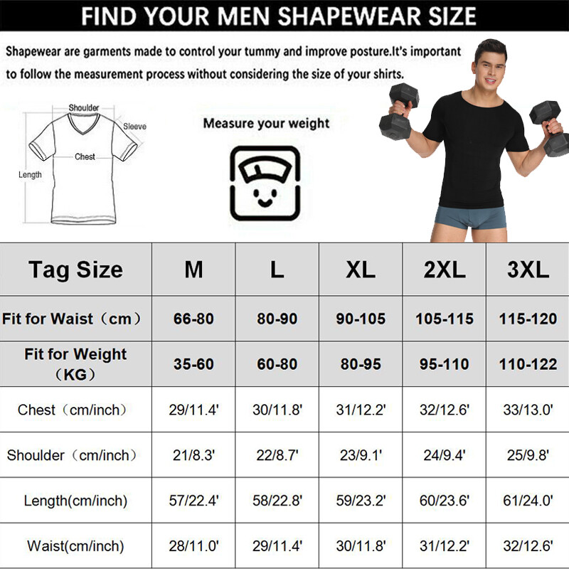 Men Slimming Body Shaper Posture Corrector Vest Abdomen Compression T-Shirt Tops