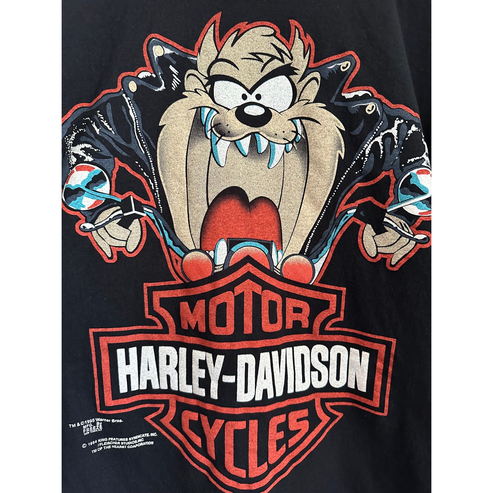 Harley Davidson Taz Looney Tunes T-shirt Reprint Wild Oats Single Stitch