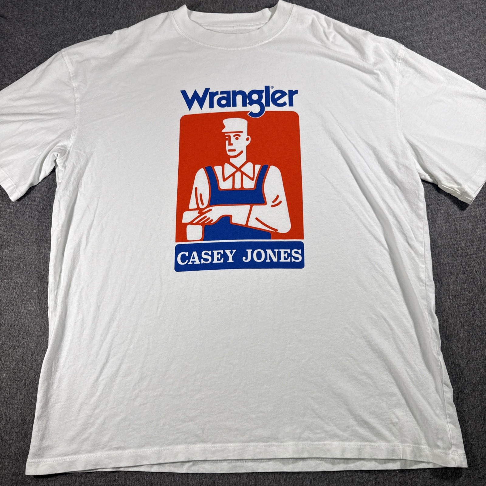 Wrangler – Casey Jones White Graphic Print Tee T-Shirt Large Train Locomotive