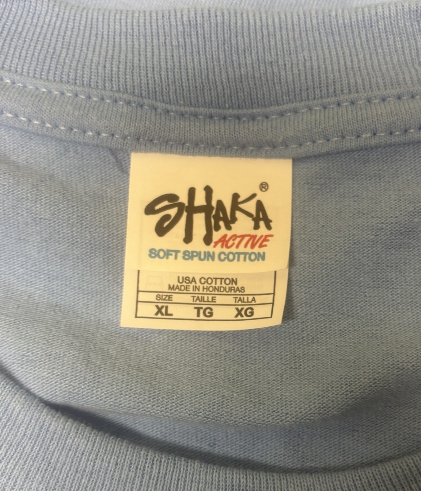 Shaka Active Wear Light Blue Short Sleeve T-shirt Plain Blank Tee X-Large New