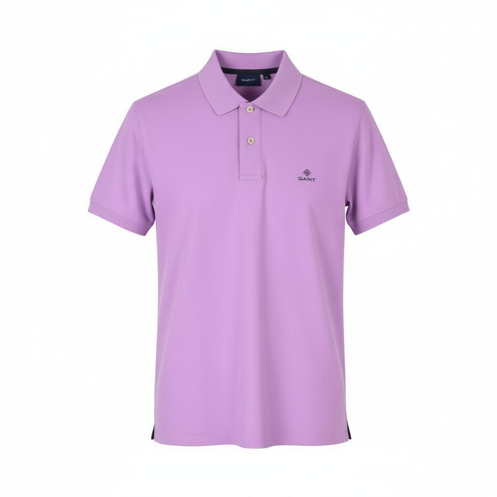 GANT Contrast Collar Pique SS Rugger Men T-Shirt M Lilac Polo Logo *