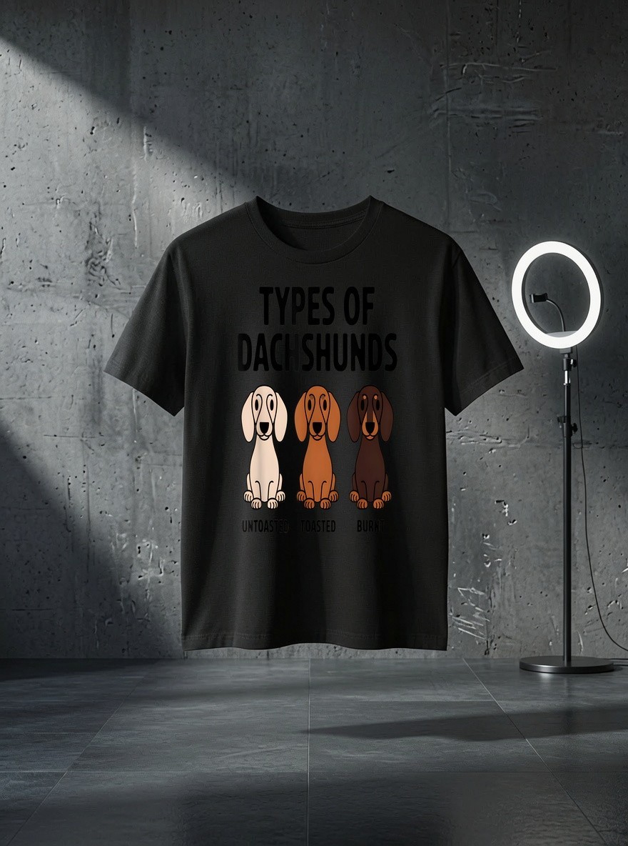 Unisex Types of Dachshund Funny Wiener Sausage Dog Graphic T Shirt Gift