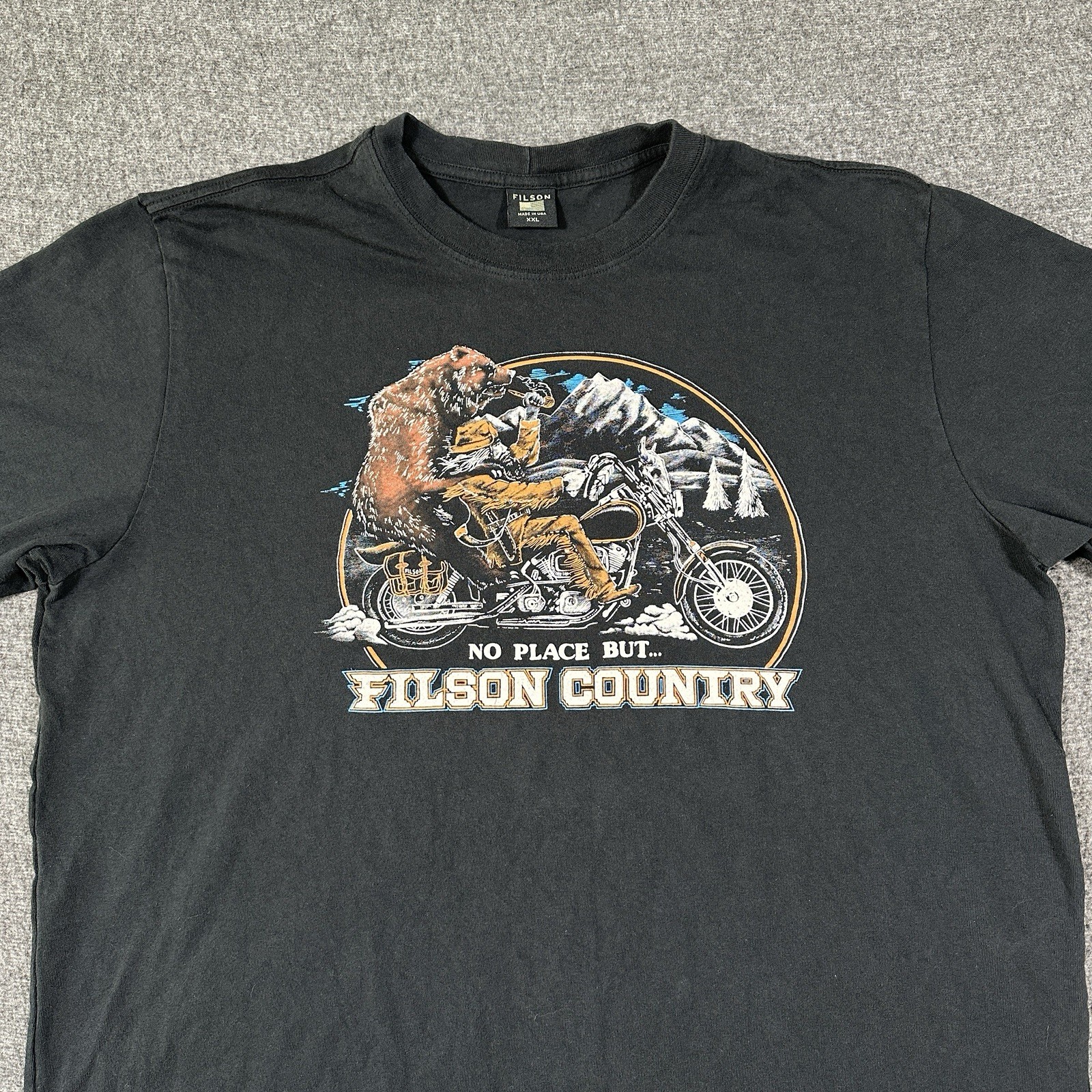 Filson Country Graphic Bear Motorcycle T-Shirt Men’s 2XL S/Sleeve Crew Neck USA