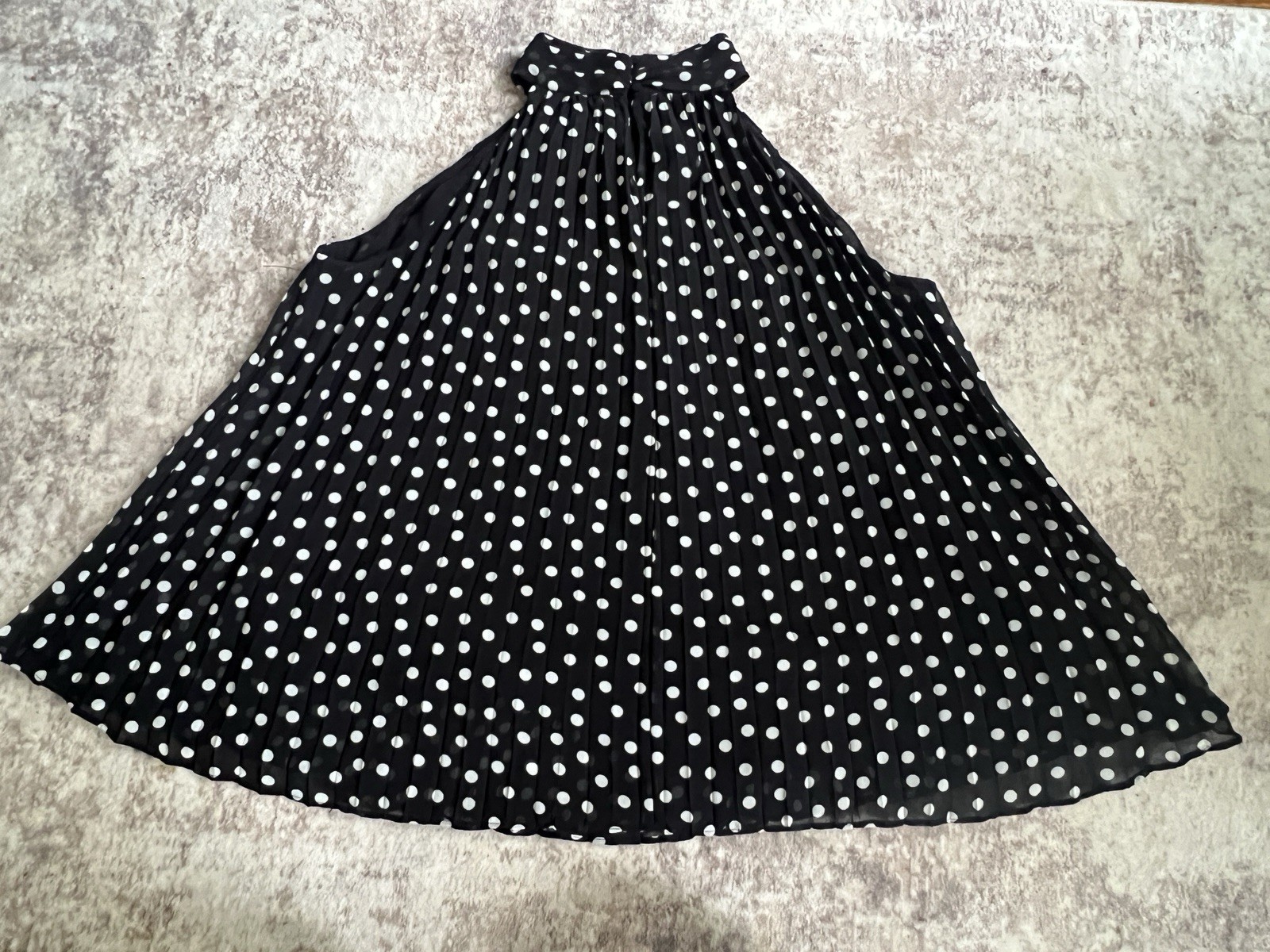 Karllagerfeld Blouse Women Medium Pleated Shirt Black White Polka Dot Top