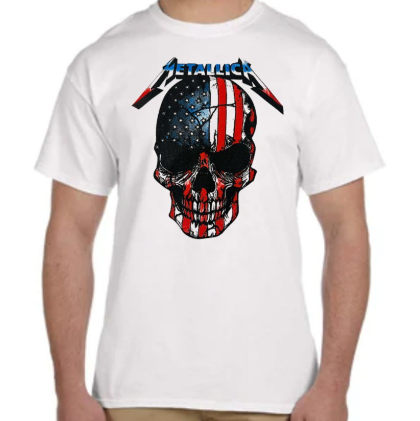 METALLICA AMERICAN SKULL PUNK ROCK Black T Shirt