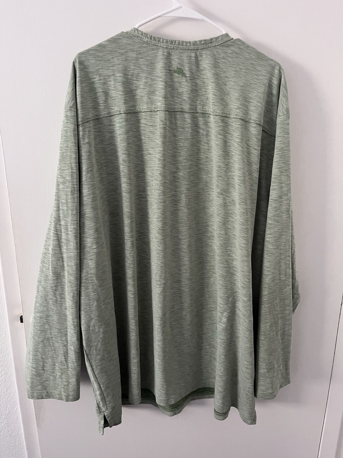 Tommy Bahama Islandzone Heather Green Henley Long Sleeve Space Dye UPF 30 3XLB