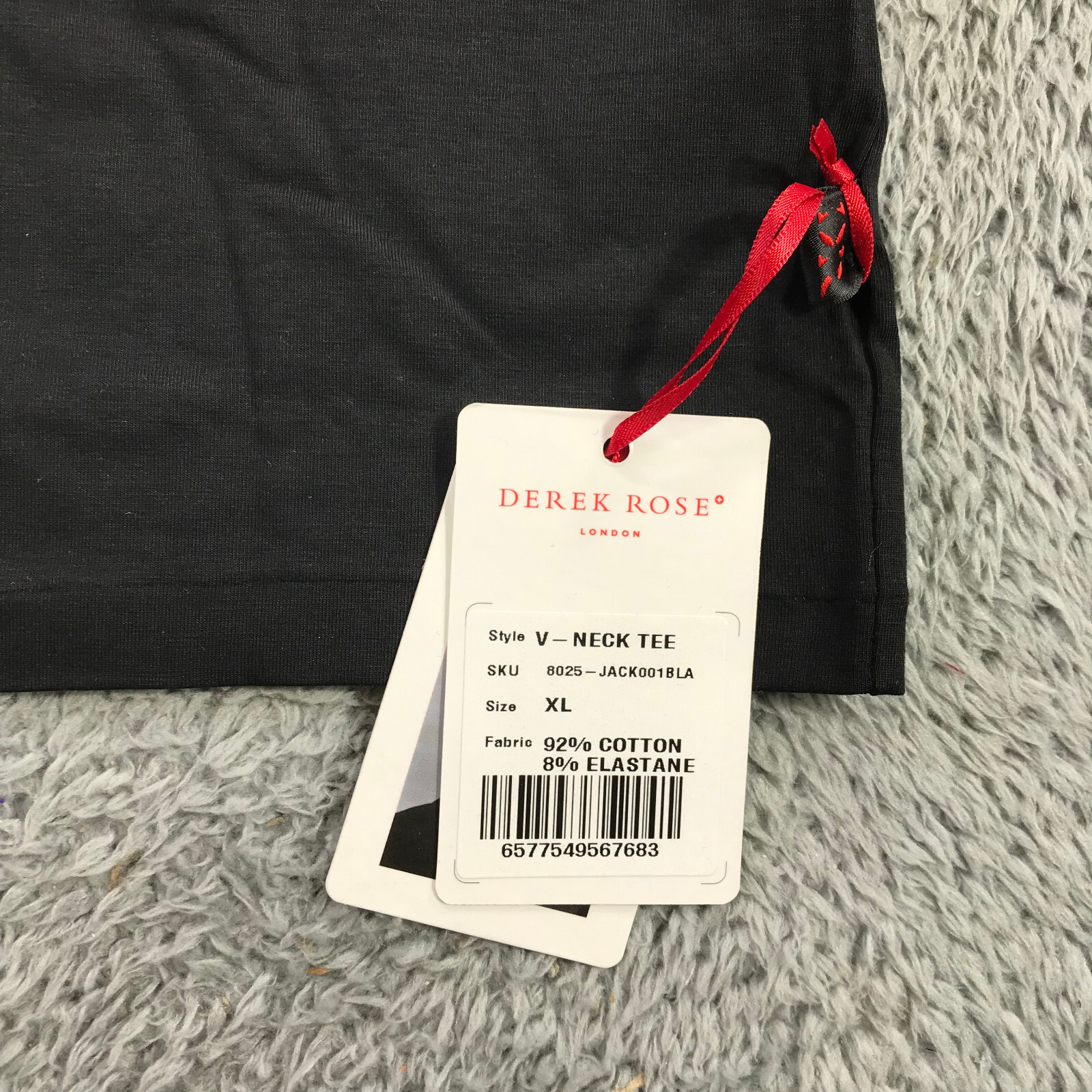 Derek Rose Shirt Mens Extra Large Cotton Stretch T Shirt Black V Neck $115 Elas