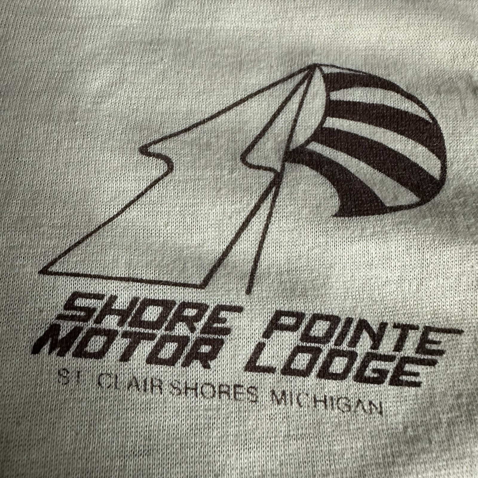 Vintage 80s St Clair Shores Michigan Shirt Small Tan Paper Thin Single Stitch