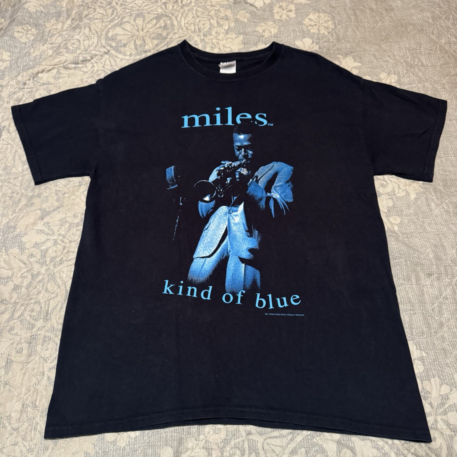 Vintage 90s Miles Davis Kind Of Blue Black Mens T-Shirt L