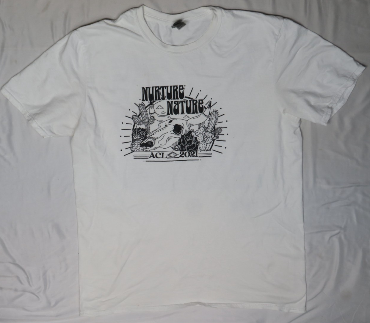 NURTURE NATURE ACL 2021 MENS L WHITE TEE AUSTIN CITY LIMITS STRAIT EILISH CYRUS