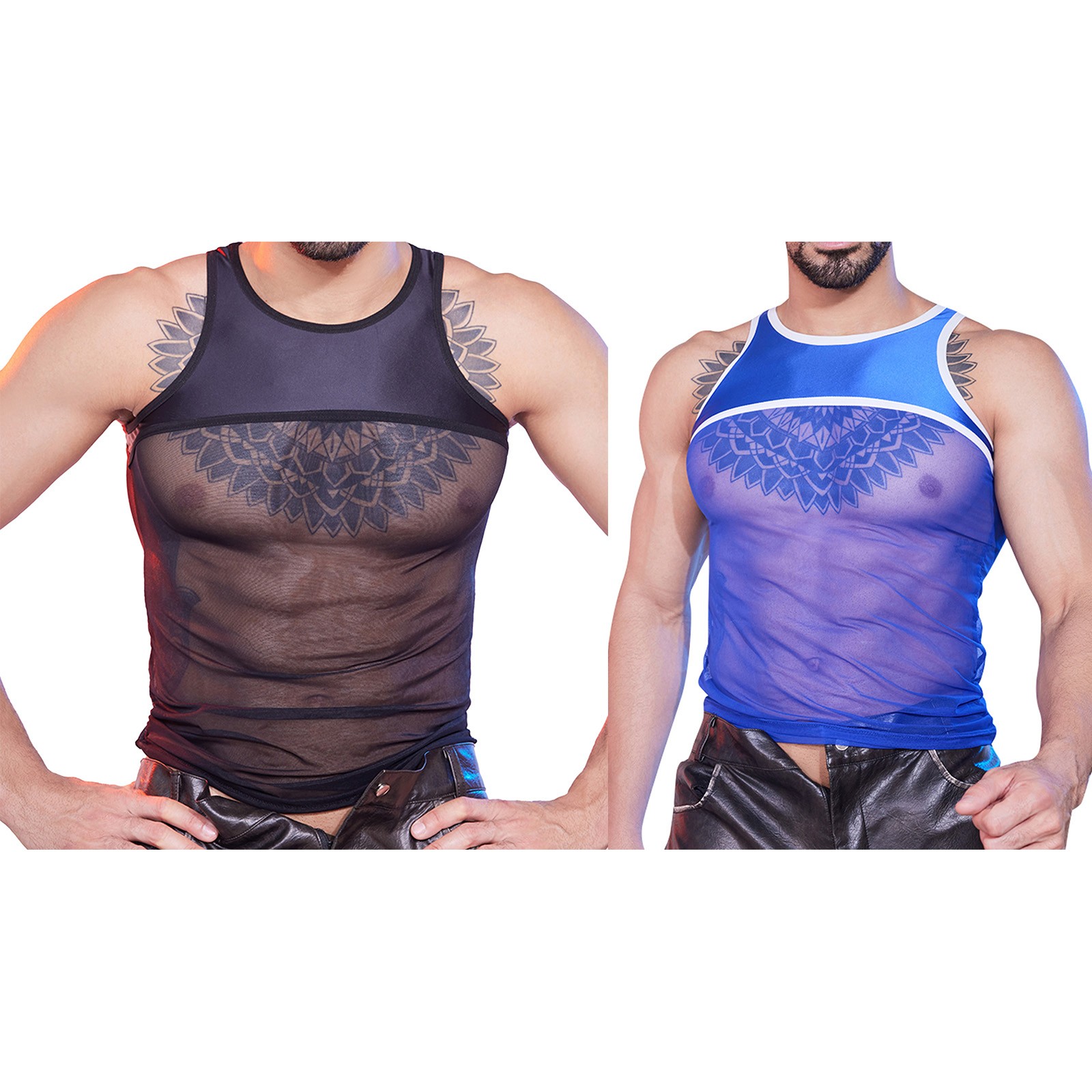 Men Shirt Gym Tank Top Bodybuilding Vest Tee Sissy Glossy Holiday Wrestling