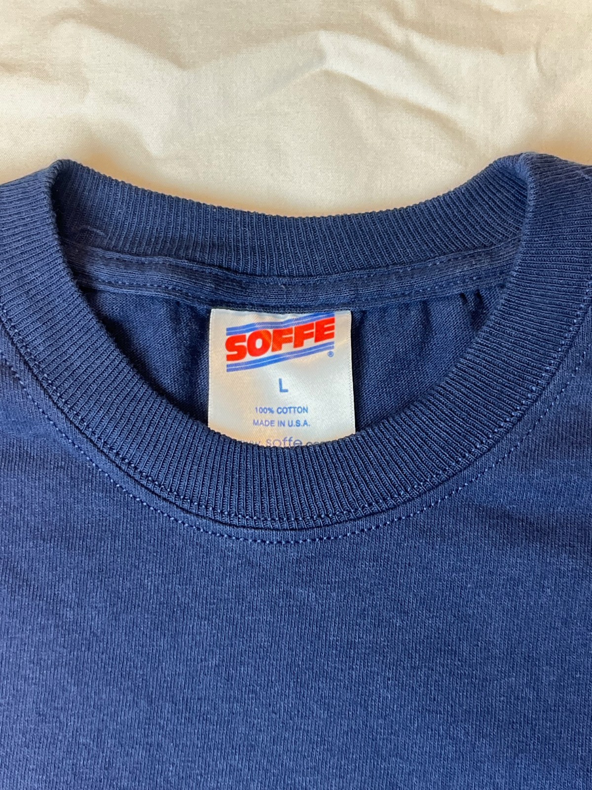 Soffe Navy Blue Short Sleeve BLANK T-Shirt – Cotton – Large – Made in USA