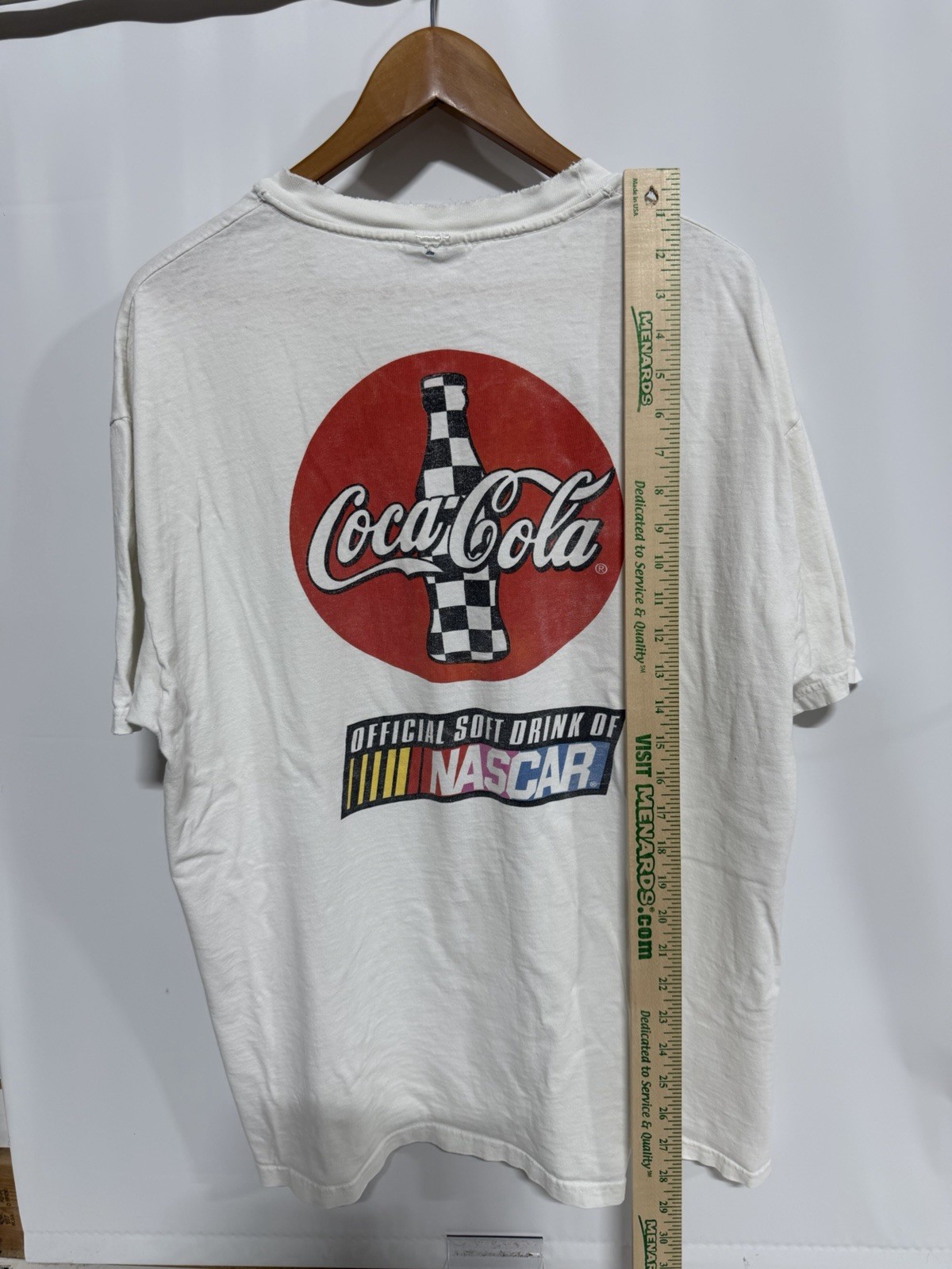 Vintage Coca Cola T-shirt XL NASCAR Hanes Used Distress. Fast Shipping