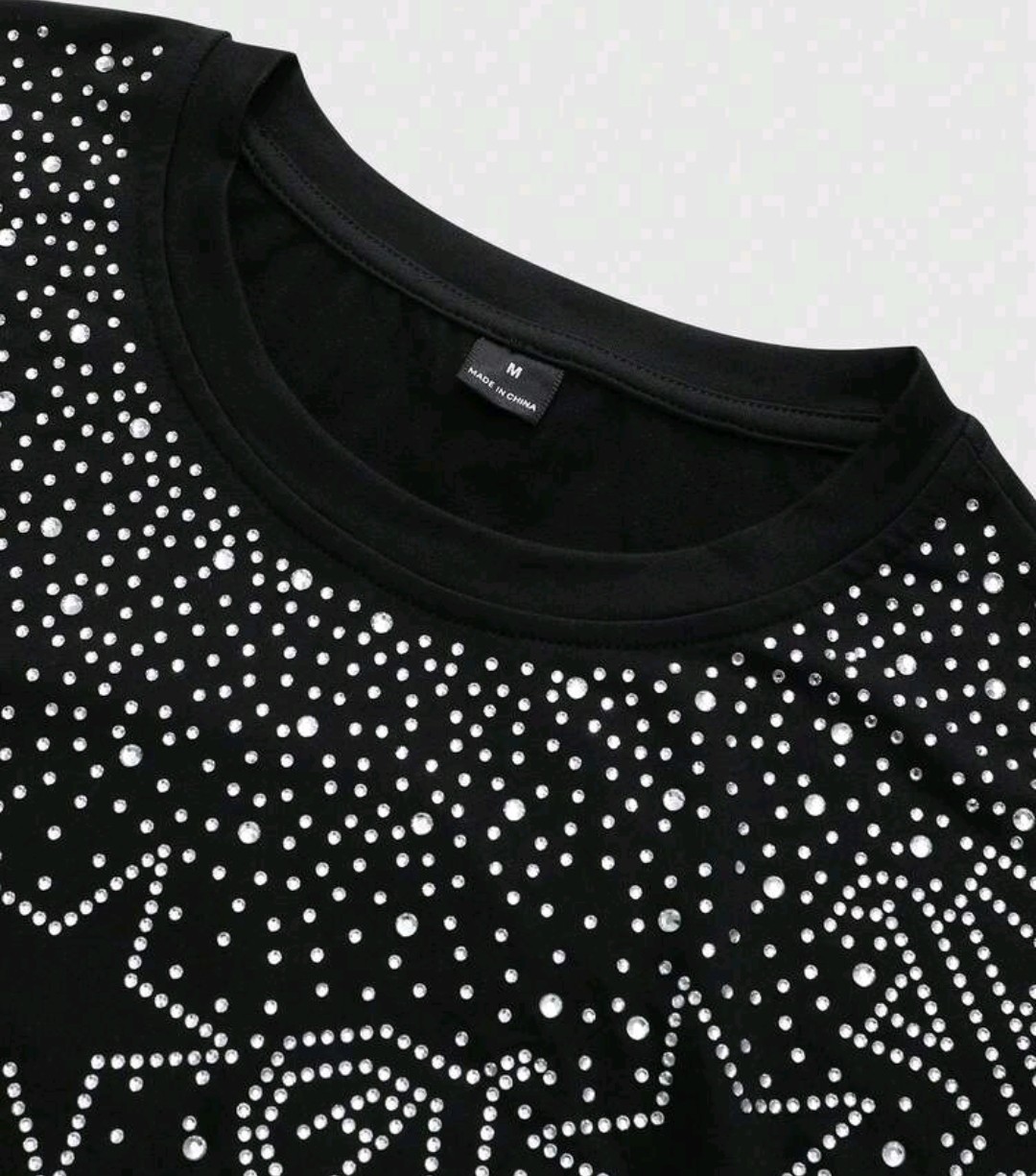 New Men Luxury Diamond Stars Rhinestones Fashion Black T-Shirt High Quality
