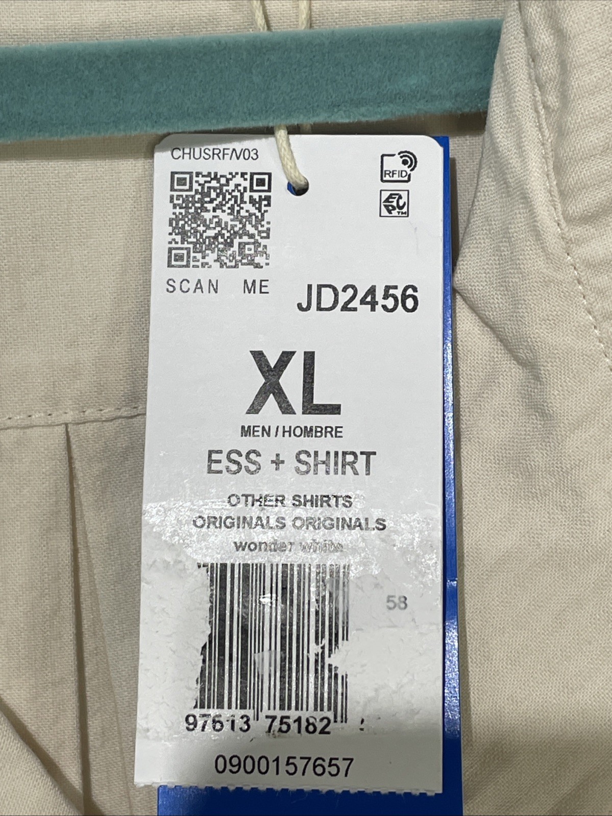Adidas Men’s Originals Essentials Seersucker Short Sleeve Shirt Wonder White XL