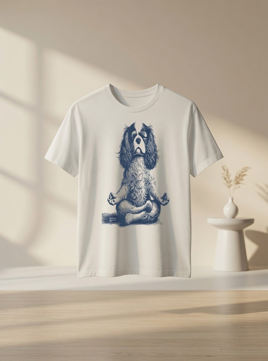 Cavalier King Charles Spaniel Lotus Meditate Yoga Vintage Yoga Lover Graphic Tee