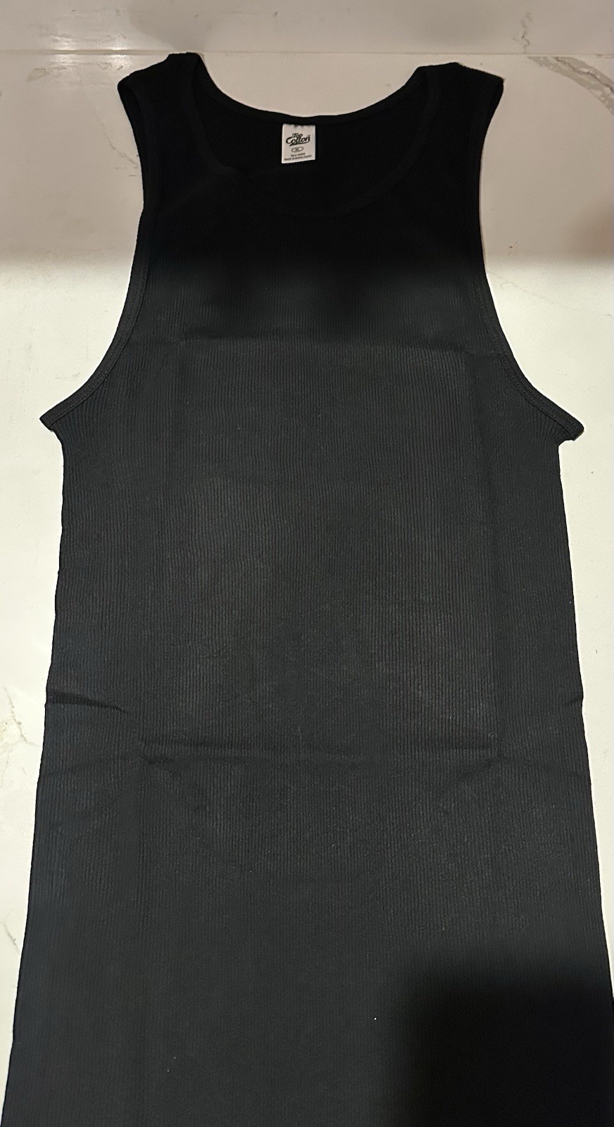 Men 100%Cotton Ribbed Black Tank Top A-Shirt Wife Beater Undershirts Size:S-2XL