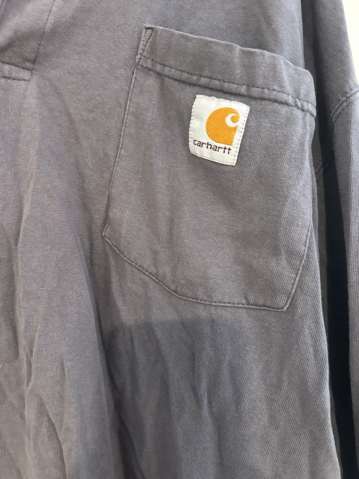 Carhartt Men’s Gray Cotton Jersey Logo Pocket Henley Long Sleeve T-Shirt XL