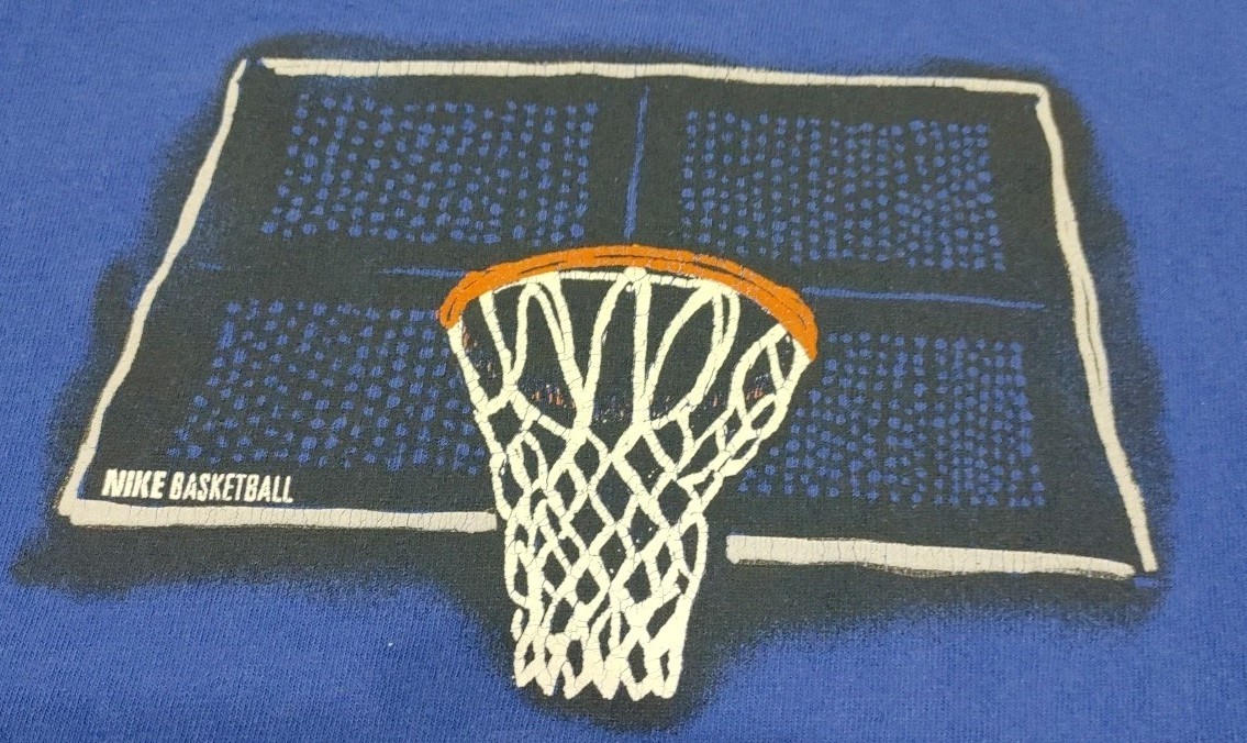 Vintage Nike Basketball Shirt Blue Graphic Sketch Art Made USA 90s Adult XXL 2XL