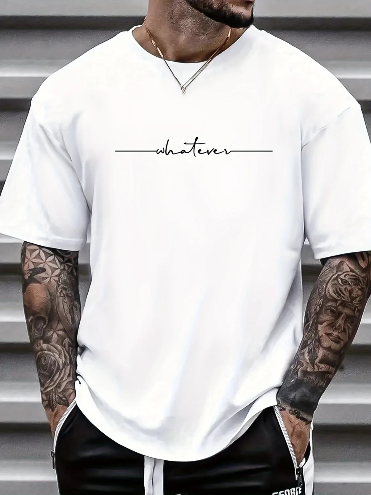 Summer Men’s Cotton Casual Loose Fit Printed Round Neck Short Sleeved T-shirt