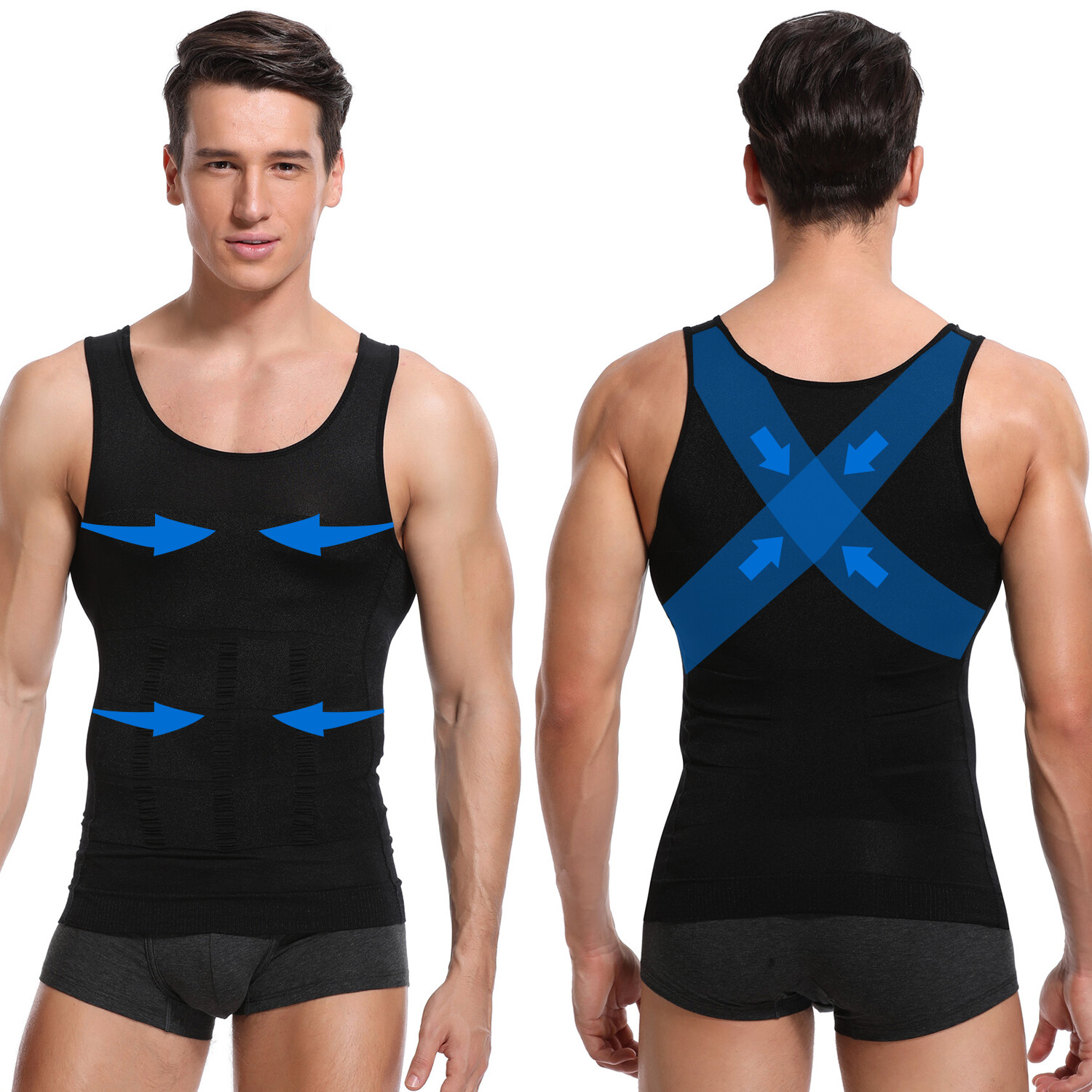 Men’s Compression Shirt to Hide Gynecomastia Moobs Slimming Body Shaper Vest Top