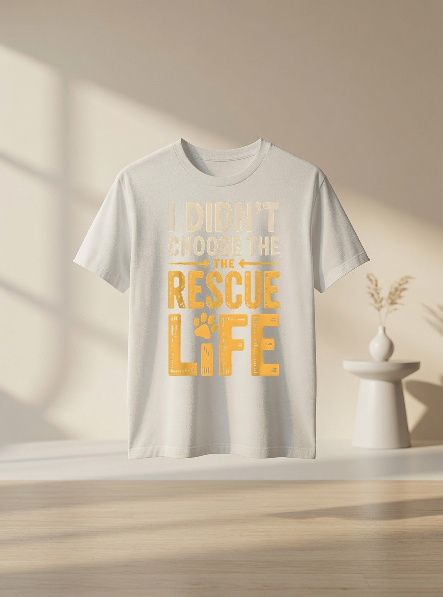 Didn’t Choose Rescue Life Dog Mom Humor Shelter Dog Lover Graphic Tee Gift