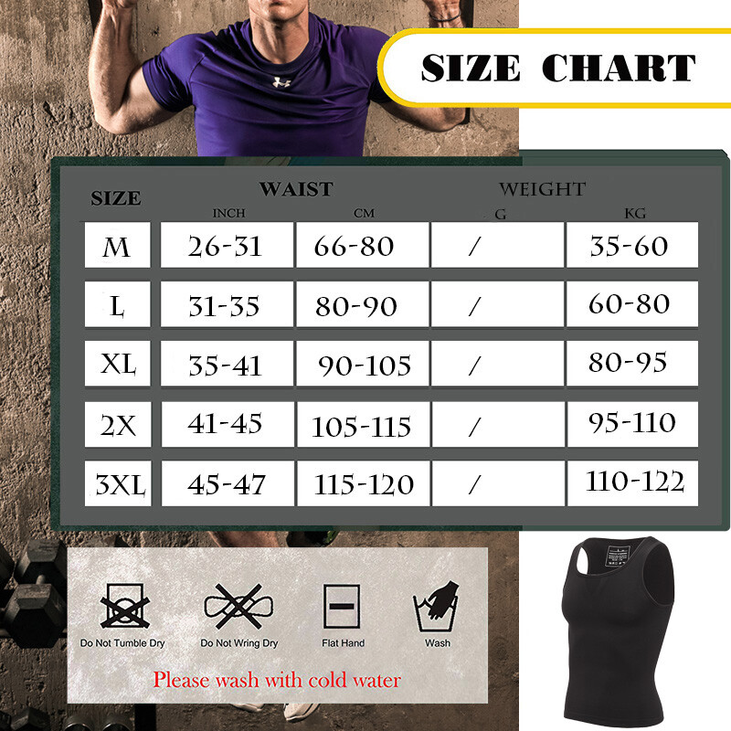 Men’s Compression Shirt Slimming Body Shaper Vest Tummy Control Shapewear Top US