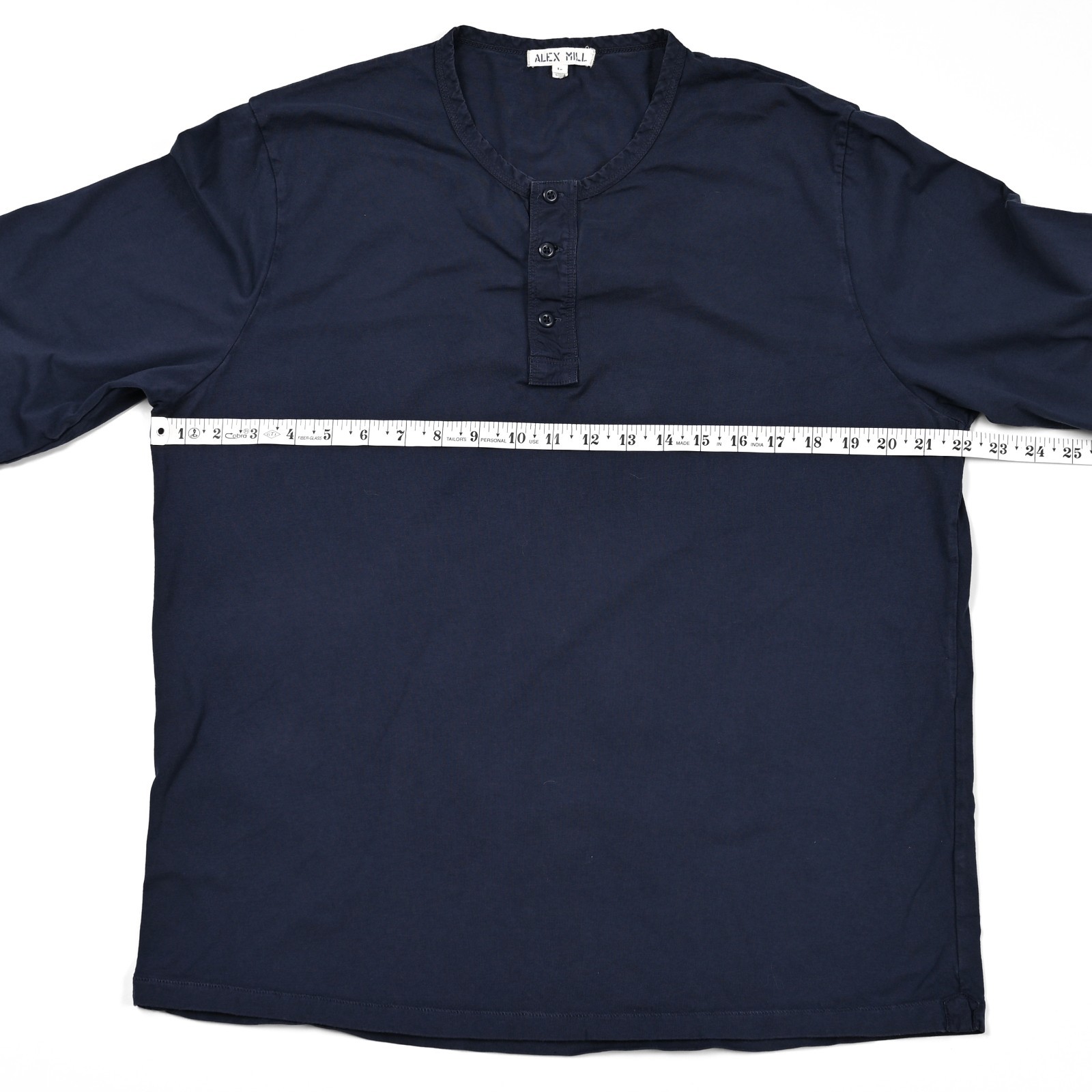 Alex Mill Henley Shirt Men’s Large Blue 100% Cotton Long Sleeve Preppy 3 Button