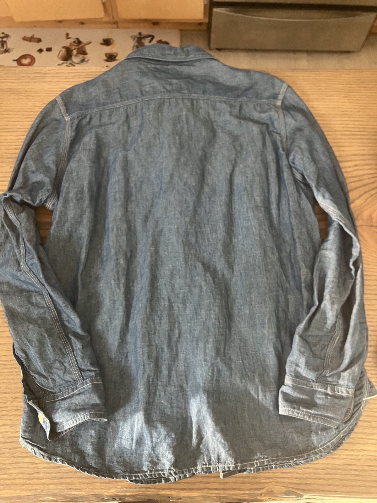 UES Railway Indigo Work Chambray Shirt Long Sleeve Size L Good Condition