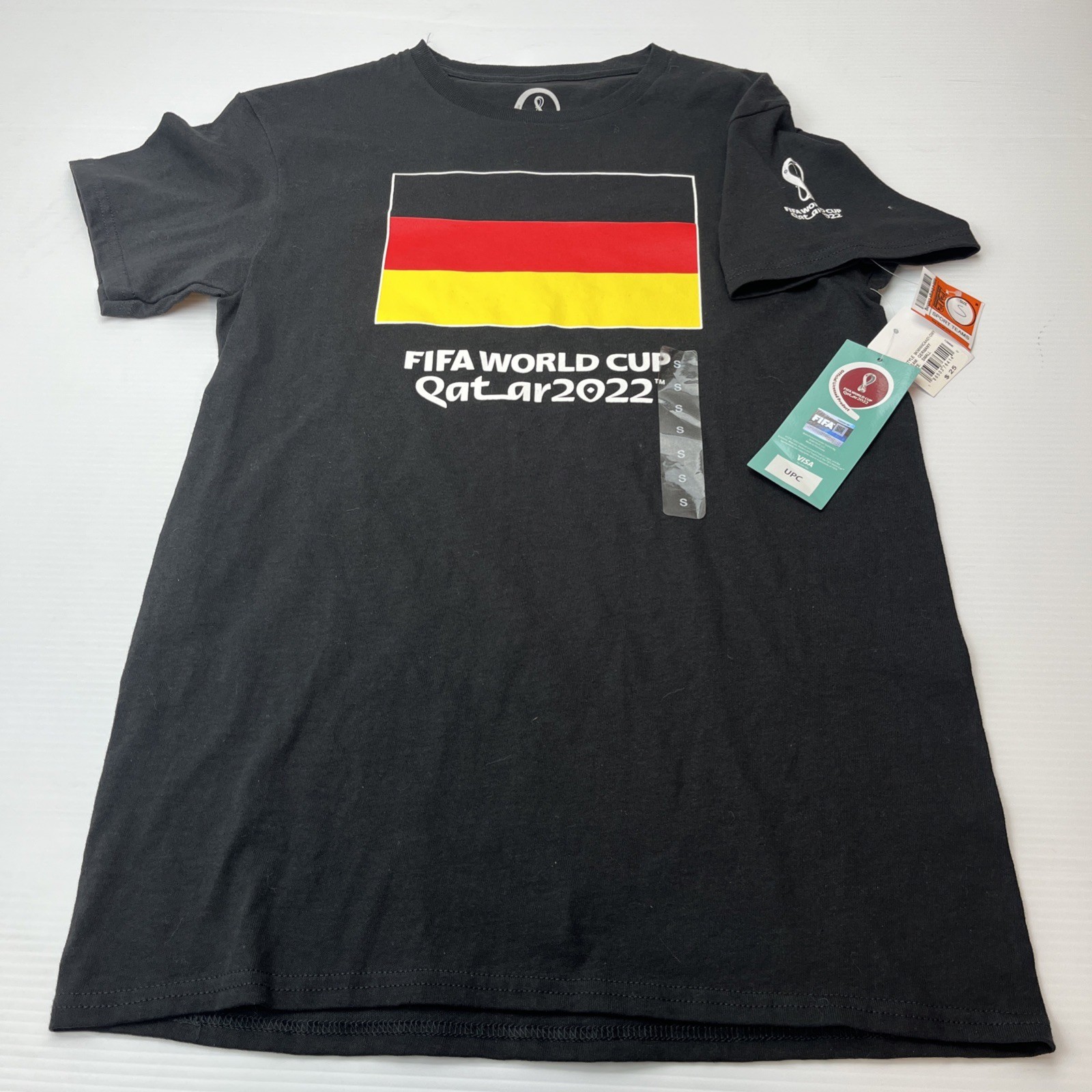 FIFA World Cup Qatar 2022 Germany T-Shirt Mens Small Black NEW Soccer Fan Tee